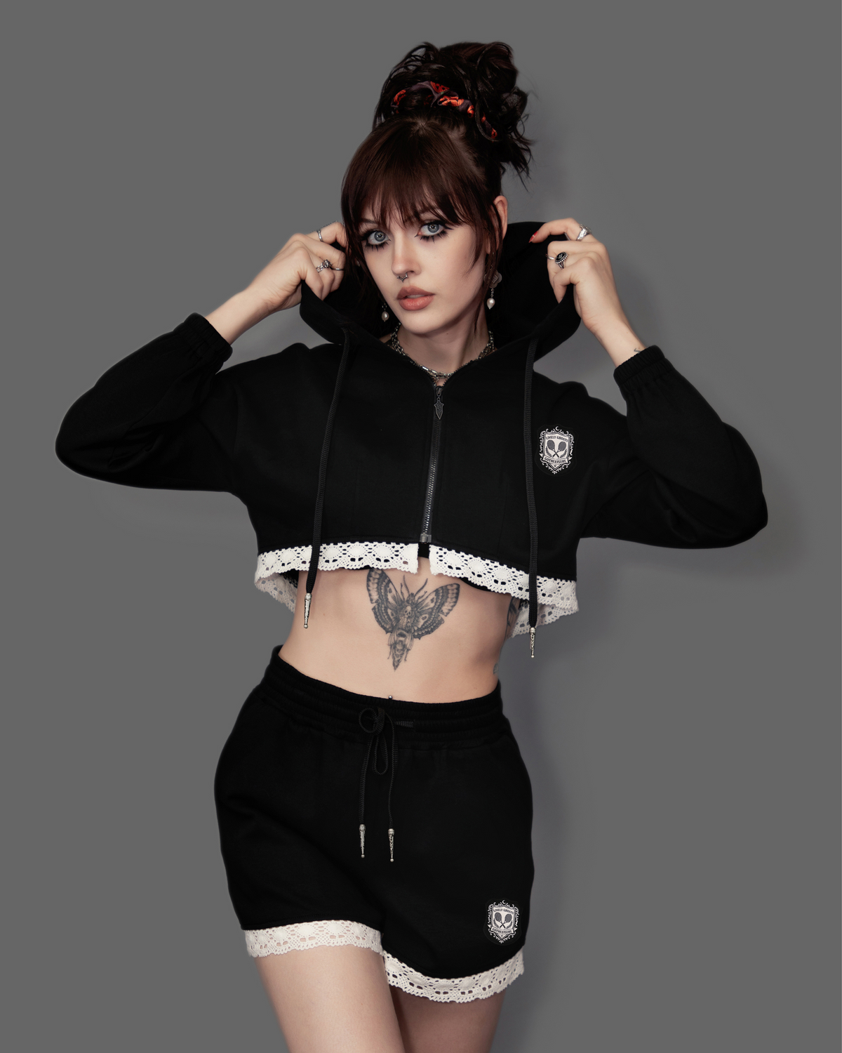 Moonlace Cropped Hoodie | Lively Ghosts
