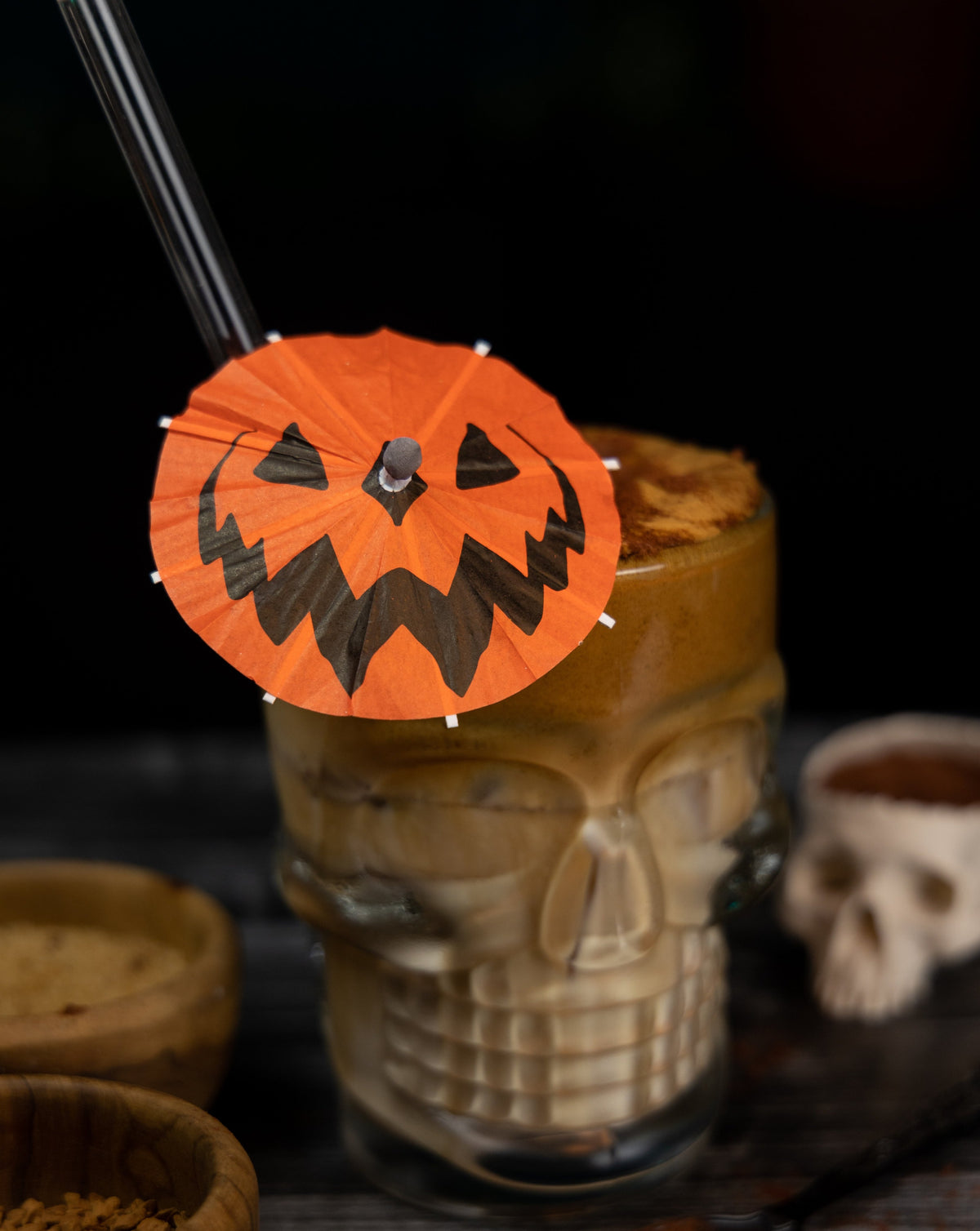 Haunted Spirits 'Pumpkin' | Spooky Cocktail Umbrellas [15 Pack]