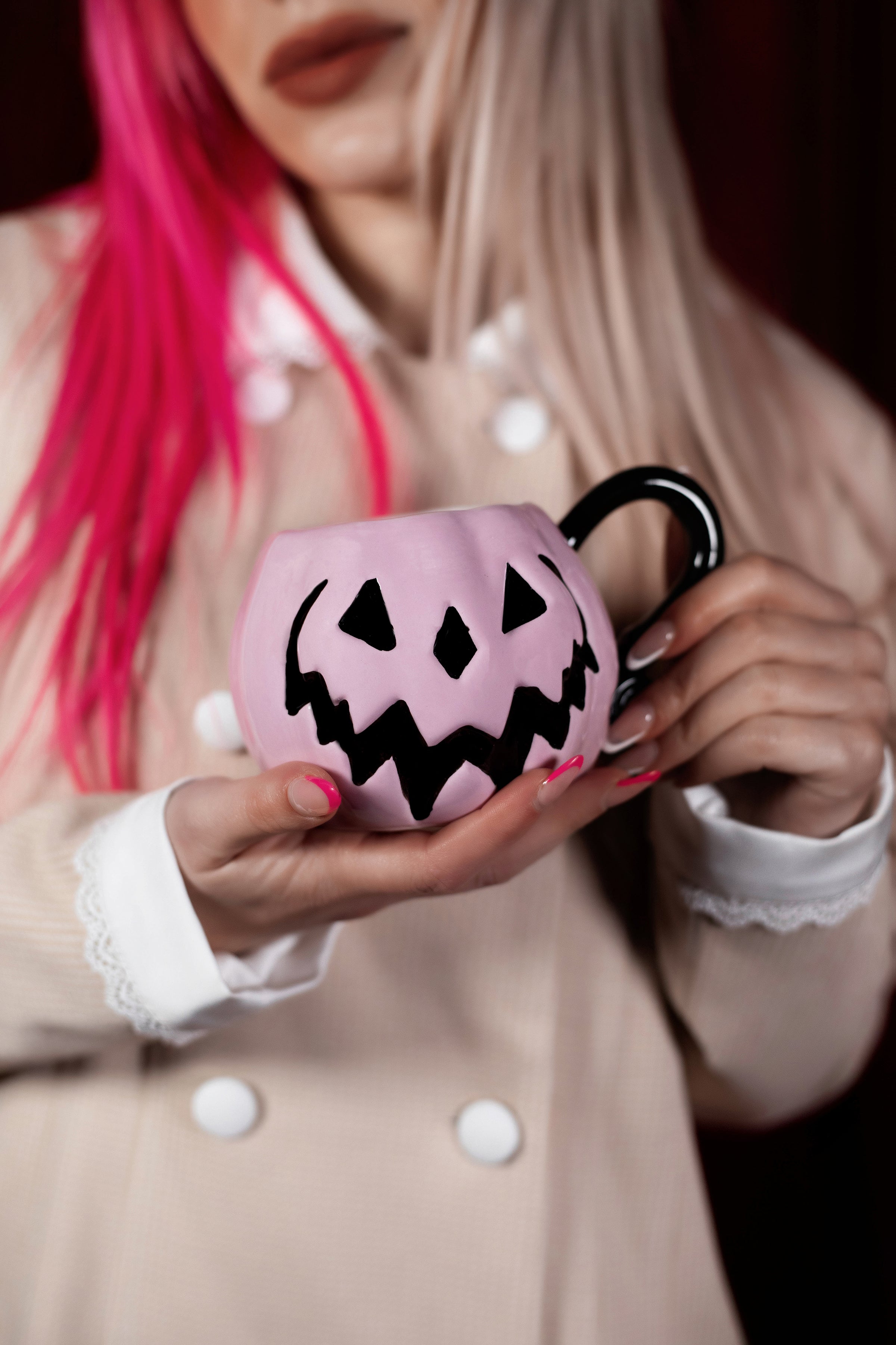 Peculiar Pink Pumpkin | Haunted Hallows Mug | Lively Ghosts