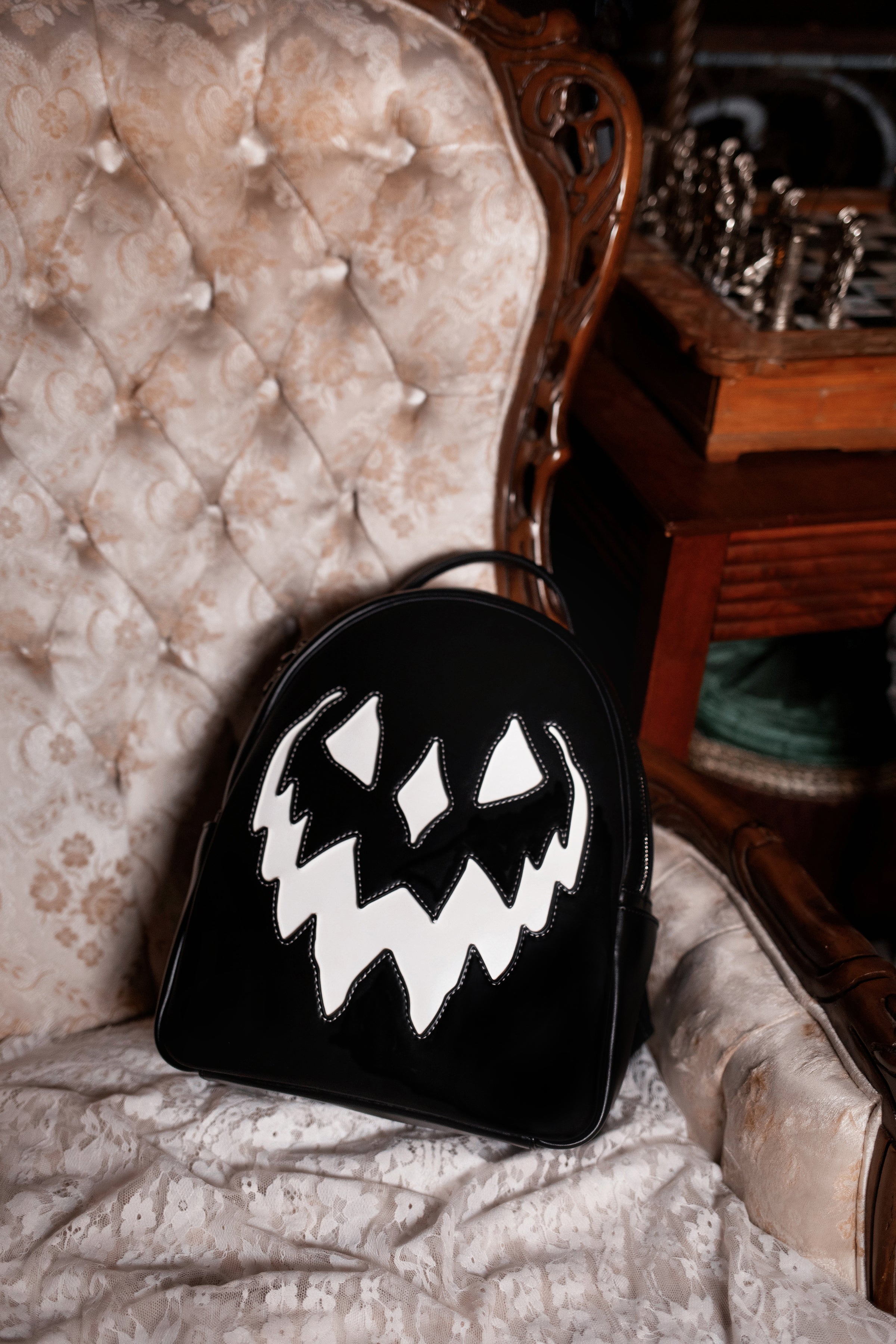 Monochrome Haunted Hallows Backpack | Lively Ghosts