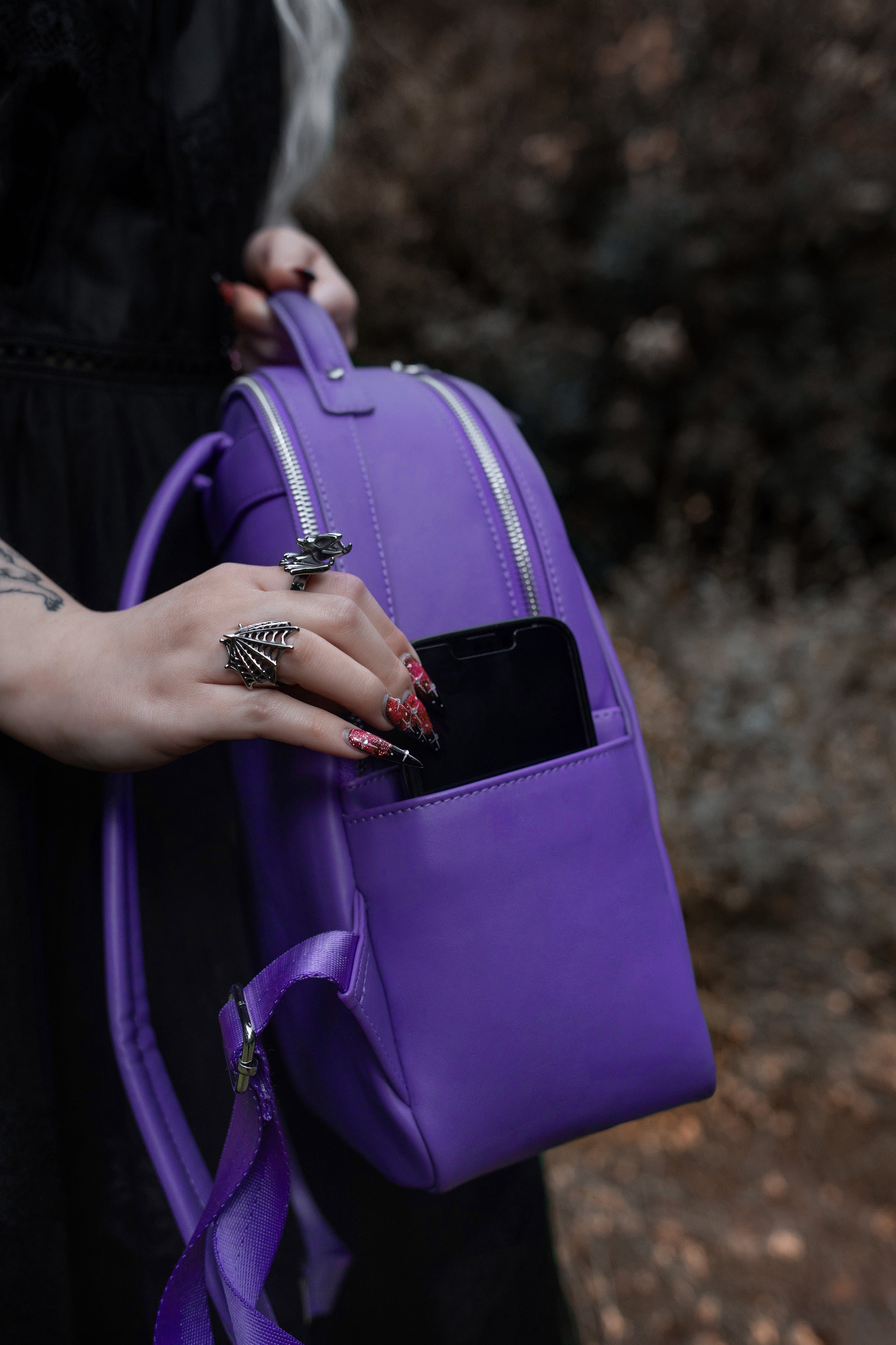 Lively Ghosts Pumpkin Beetle Juice Jack O Lantern Purple Green Backpack BAGS & BACKPACKS | Lively Ghosts main image 2