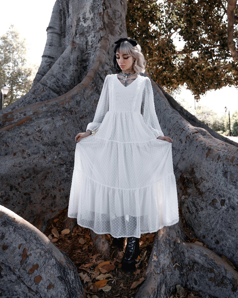 illusion dress Sky blue chiffon maxi with ruffles Full length Illusion Dress | Lively Ghosts