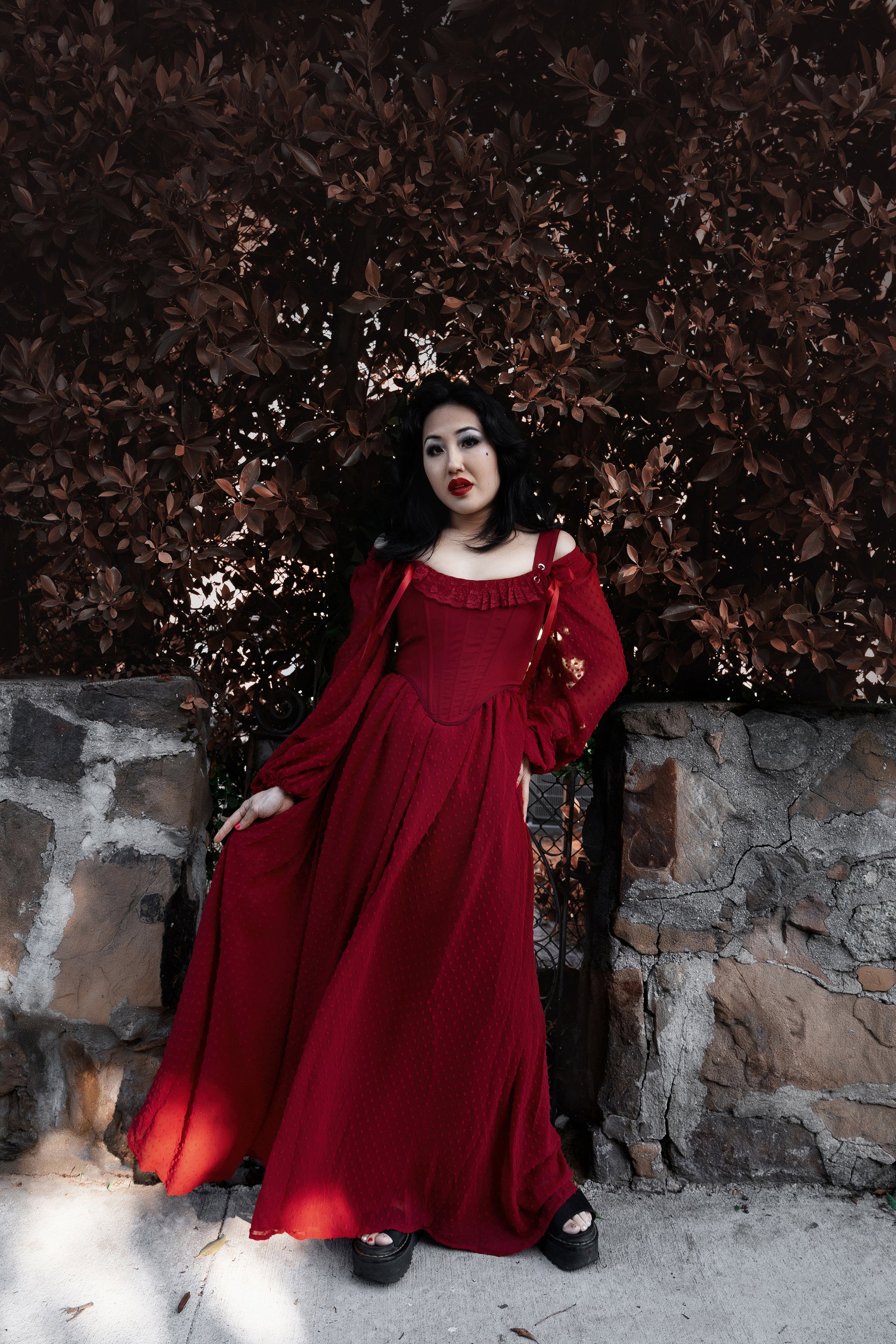open lace back dress Ghost Girl Dark Flower Camisole Tight Dress – Belchic main image 1