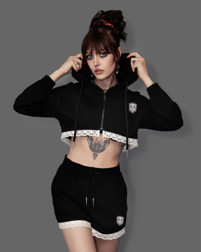 Moonlace Cropped Hoodie | Lively Ghosts
