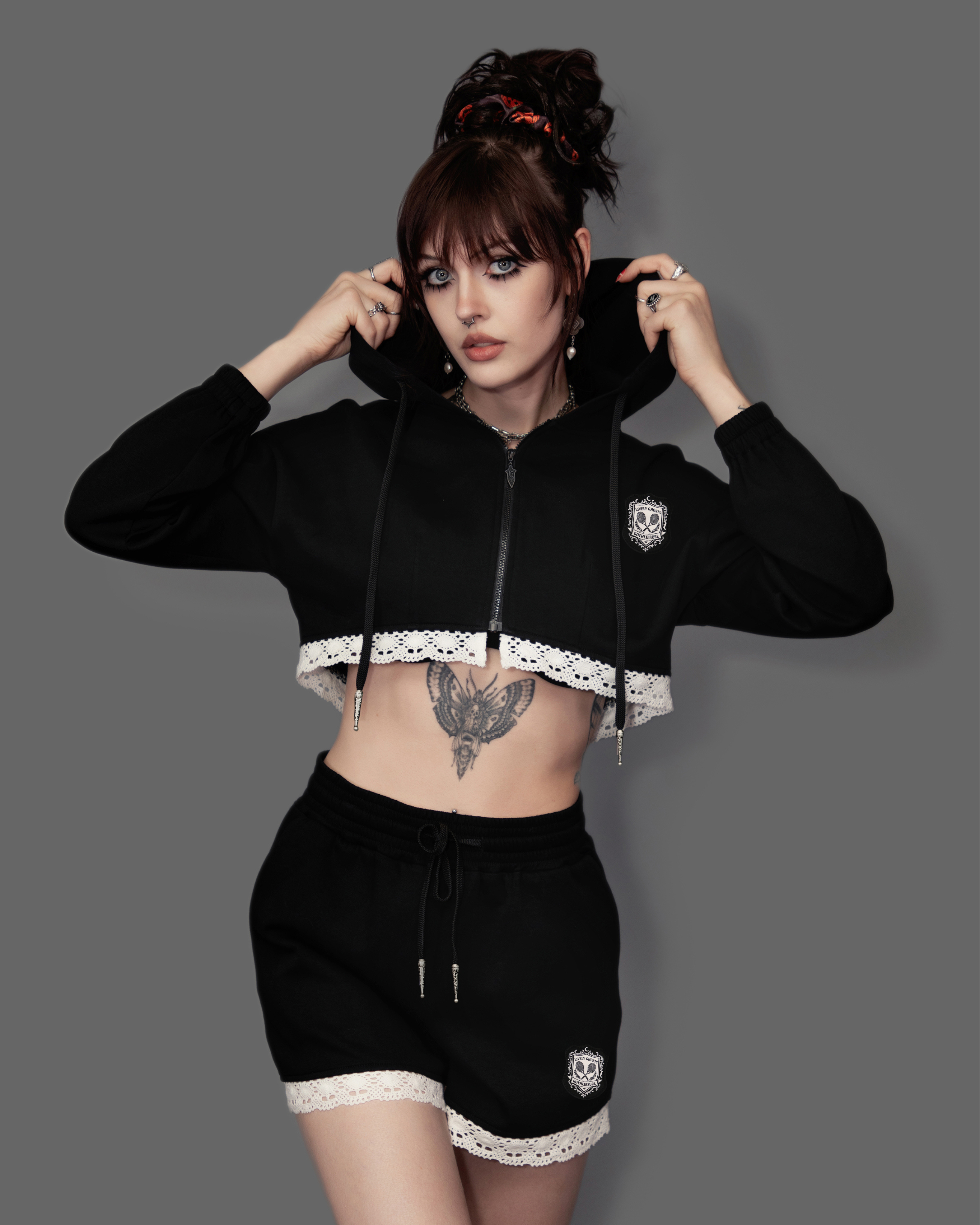 Moonlace Cropped Hoodie | Lively Ghosts
