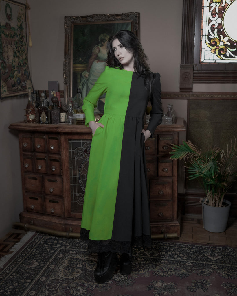 green wicked dress Elphaba Wicked Witch Costume Dress: Black & Green Halloween Party Dress (HAT NOT INCLUDED)