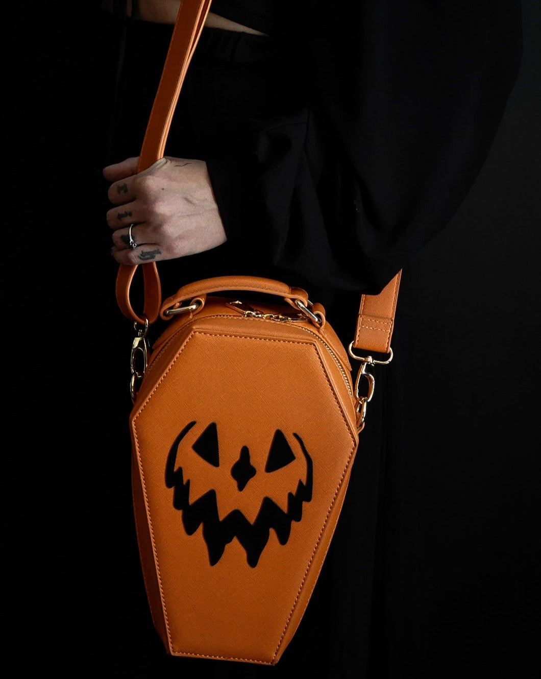 Lively ghosts orange pumpkin buying backpack purse bag